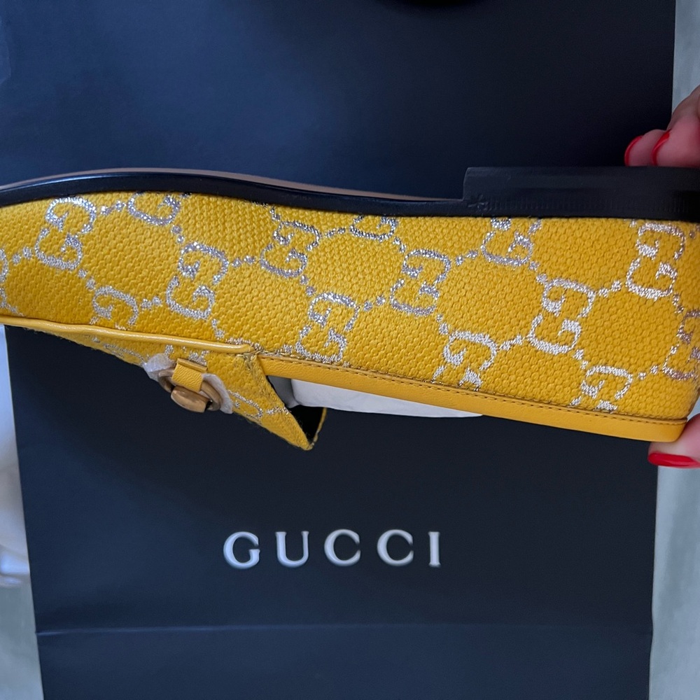 Gucci Women's Jordan loafer in yellow and silver fabric